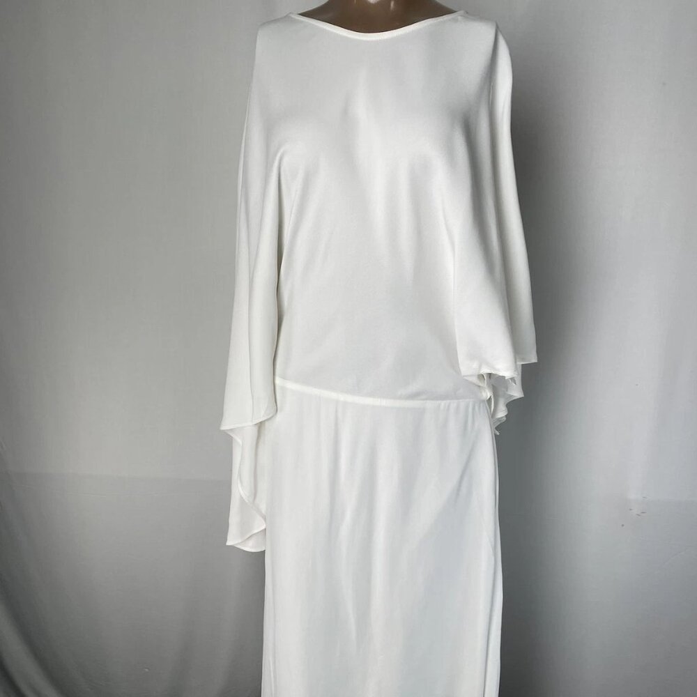 NEW REISS Women's Maomi Asymmetric Cape Maxi Dress – Size 10 – Ivory